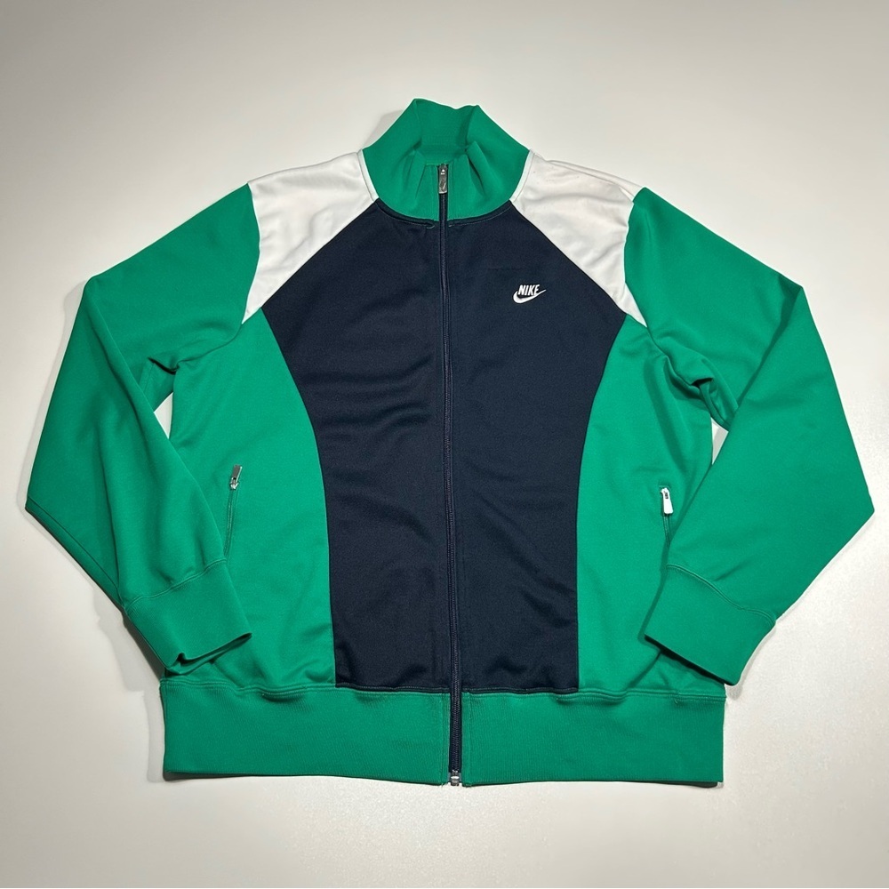 Vintage Y2K Nike Colorblock Full Zip Track Jacket Green Navy White Size Large